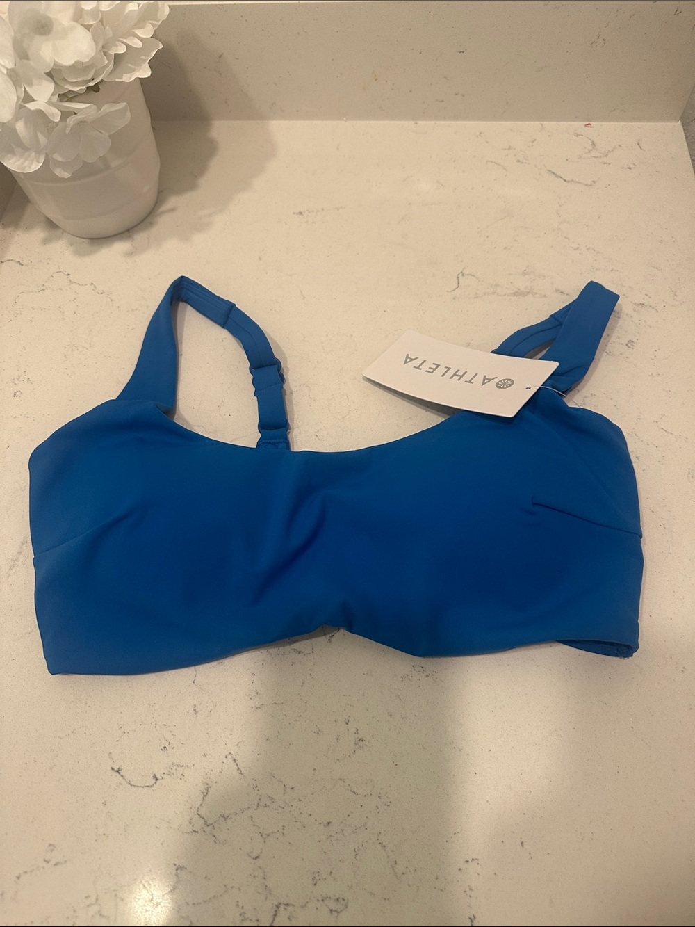 Athleta Cobalt Blue Swim Bikini Top with Adjustable Straps Medium D/DD